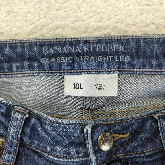 Y2k Banana Republic Straight Leg Jeans Women's 10 Long Stretch 690912 Distressed - Picture 7 of 9